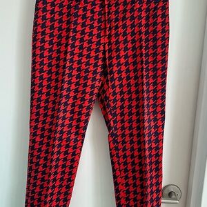 GAP Red and Black Slim Cropped Houndstooth Pants